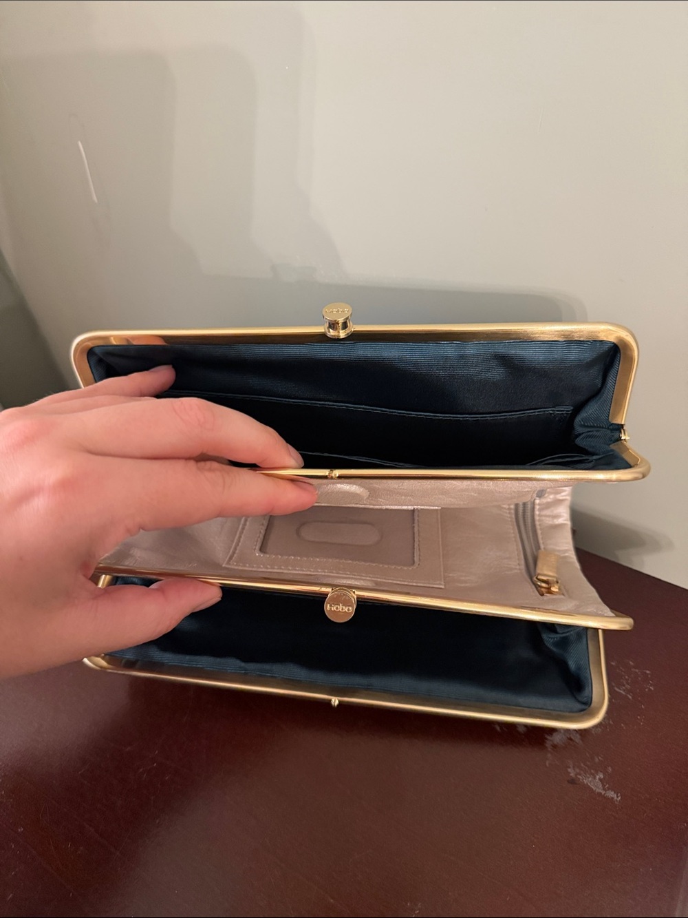 HOBO Pearl Metallic Clutch with Gold Frame - Picture 4 of 4